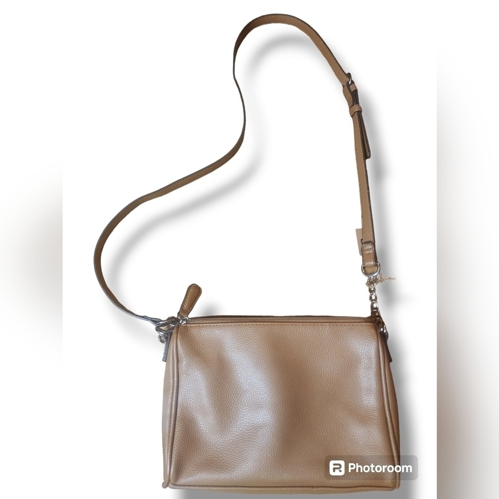 Kenneth Cole Light Brown Faux Leather Crossbody Bag - Picture 2 of 8